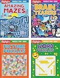 Highlights Puzzle Fun 2025 Puzzle Books for Kids Ages 6 and Up, 4-Book Set of Brain Teasers, Mazes, Word Puzzles and More Travel-Friendly Screen Free Kids Puzzles