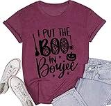 Halloween Clothing for Women Cute Spider Web Graphic Print Horror T Shirt Winter Basic Short Sleeve Oversized Funny Halloween Tee Tops(Purple XXL)