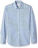 Amazon Essentials Men's Slim-Fit Long-Sleeve Poplin Shirt, Blue Checked, X-Large