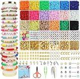 Redtwo 5100 Clay Beads Bracelet Making Kit, Flat Preppy Beads for Friendship Jewelry Making,Polymer Heishi Beads with Charms Gifts for Teen Girls Crafts for Girls Ages 8-12