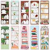 100 Pieces Book Tracker Bookmarks Bookshelf Design Double-Sided Reading Page Markers Bookmarks for Book Lovers Cute Book Marks for Reading Women Students School Supplies