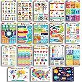 Sproutbrite 18 Educational Posters for Toddlers - Classroom Decorations - Kindergarten Homeschool Supplies Materials - Preschool Learning Decor - ABC Poster Charts for Distance Learning (Bright)