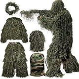 MOPHOTO 5 in 1 Ghillie Suit 3D Camouflage Hunting Suits - Jacket, Pants, Hood, Carry Bag for Adults & Youth, M/L/XL/XXL