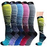 Graduated Compression Socks for Women&Men 5 Pairs Medical 20-30mmhg Knee High Compression Athletic Stockings(Multicoloured 1, Large/X-Large(US SIZE))