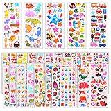 Stickers for Kids 1000+, 3D Puffy Stickers 40 Different Sheets, Cute Stickers Variety Pack for Kids Scrapbooking,Gifts, Rewards Including Animals, Stars, Fishes, Hearts, Dinosaurs, Cars and More