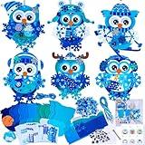 Winlyn 24 Sets Winter Craft Kits Christmas Crafts DIY Snowflake Owl Ornaments Decorations Craft Kit Festive Foam Stickers Winter Arts and Crafts for Kids Holiday Home Classroom Activities Party Favors