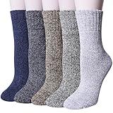 YSense 5 Pairs Womens Wool Socks Thick Knit Warm Winter Socks Cozy Comfy Socks Gifts for Women