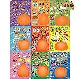 JOYIN 36 PCS Halloween Pumpkin Stickers, Party Favor for Kids, Art Crafts Party Supplies, Pumpkin Decorating Face Sticker Sheets with 9 Designs, Halloween Goodies Classroom Activities Games