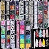 FANDAMEI Nail Charms, Nail Rhinestones Kit with 8 Boxes of Nail Gems, 3D Charms for Nails, Colorful Clear Flatback Rhinestones, Multi Shape Pearls Jewels Crystals for Craft