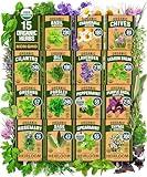 HOME GROWN 15 Organic Herb Seeds Variety Pack 2,500+ Non GMO, High-Germinating, Heirloom Seeds for Planting Indoor or Outdoor Herb Garden, Hydroponics Garden Seeds, Basil, Cilantro & More