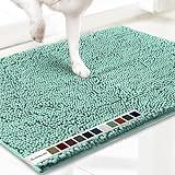 Muddy Mat® Shown ON TV Highly Absorbent Microfiber Door Mat and Pet Rug Non Slip Thick Washable Area and Bath Mat Soft Chenille for Kitchen Bedroom Indoor and Outdoor - Seafoam Green Small 28"X18"