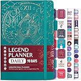 Legend Planner Daily for 3 Months – Undated Monthly Weekly & Daily Planner to Hit Goals. Organizer & Productivity Journal, A5 (Viridian Green)