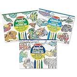 Melissa & Doug Jumbo 50-Page Kids' Coloring Pads 3-Pack - Animals, Vehicles, and Multi-Themed - FSC Certified