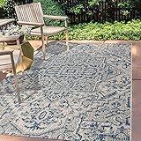 JONATHAN Y SMB105B-4 Estrella Bohemian Medallion Textured Weave Navy/Gray 4 ft. x 6 ft. Indoor/Outdoor Area Rug Coastal, Traditional, Transitional, Perfect for Backyard, Patio, Porch