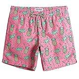 maamgic Mens Swim Trunks Quick Dry Swim Shorts with Mesh Lining Funny Swimwear Bathing Suits Pineapple Palm Tree Pink Small