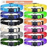 GAMUDA Puppy Collars – Super Soft Nylon Whelping Puppy ID - Adjustable Breakaway Litter Collars Pups – Assorted Colors Plain & Identification Collars with 2 Record Keeping Charts – Set of 12 (S)