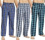 JupiterSecret Mens Pajama Pants Set Cotton Plaid Sleep & Lounge Pants, PJ Bottoms with Pockets and Button Fly