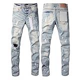 Generic Men's Regular Fit Jean, Slim Fit Stretch Jeans Ripped Distressed Straight Leg Flex Waist Pants, 28