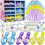 Princess Jewelry Boutique Dress Up & Elegant Shoe, Role Play Fashion Accessories of Crowns, Skirts, Necklaces, Bracelets, Rings, Gift Toys for Age 3 4 5 6 Year Old Girls Kids Toddlers Party Favors