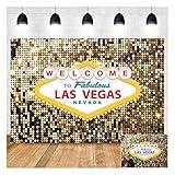 8x6ft Polyester Welcome to Las Vegas Photography Backdrops Fabulous Casino Poker Movie Themed Vintage Costume Dress-up Birthday Prom Ceremony Photo Background Studio Booth Props Supplies