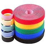 Darller 5 Roll Reusable Cable Straps Cable Ties Hook & Loop Nylon Fastening Tape Wire Organizer for Cords Cable Management (Totally 33 ft)