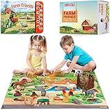 Lil-Gen Farm Animal Toys, Playmat and Education Animal Sound Book, 22pcs - 20 Small Animal Figurines, 1 Playmat, 1 Sound Book - Toy Farm Animals for Children 3+, Farm Playset for Boys/Girls