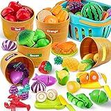 JOYIN Learning Toys Play Food Set for Toddlers, Cutting Food Toy for Preschool Activities, Pretend Play Kitchen Accessories for Kids, Color Sorting Toys for Boys & Girls, Daycare Educational Toys