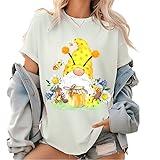 Honey Lemon Bee Gnomes Pattern T Shirt Watercolor Design Tops Honey Bee Gnomes Tee Water Color Clipart Graphic Shirt White,Large