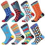 BONANGEL Men's Fun Dress Socks - Colorful Funny Novelty Crazy Crew Socks Packs with Cool Argyle Pattern (Lizard)