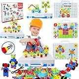 STEM Toys 232 Pcs Drill Set Building Blocks, DIY Educational Construction Engineering Toys, Creative Mosaic Electric Drill Set Gift for Age 3-8 Years Old Boys Kids, Girls