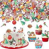 60 PCS Edible Christmas Cupcake Toppers Santa Claus Snowman Christmas Tree Cupcake Picks Rice Paper Merry Christmas Cake Decorations for Christmas Theme New Year Xmas Holiday Birthday Party Supplies