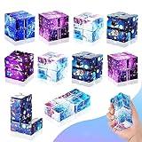 12 Pieces Infinity Cubes, Mini Cool Fidget Toys for Kids and Adult，Sensory Gadget Best for Stress. Hand Held Fidget Blocks. (Star)