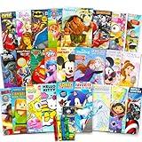 Beach Kids 24 Bulk Coloring Books for Ages 4-8 - Assorted Licensed Activity Boys, Girls | Bundle Includes Full-Size Books, Crayons, Stickers, Games, Puzzles, More (No Duplicates)