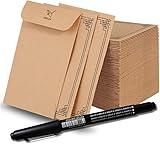 Brown Color 100 Envelex Small Coin Envelopes with pen 2 1/4 x 3 1/2 inches 130 gsm Seed Envelopes for Storage of Keys, Cards, Wage, Stamp Collection, and small items…