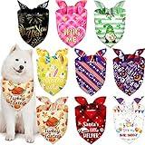 Weewooday 9 Pcs Holiday Dog Bandanas Christmas Dog Bandanas New Year Valentine's Day Dog Scarf Adjustable Large Pet Scarf Washable Dog Scarves for Dog Costume Supply(Fresh Pattern)