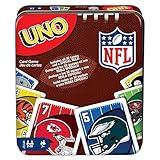 Mattel Games UNO NFL Card Game in Storage & Travel Tin for Kids, Adults & Family Night, Features Logos of All 32 NFL Teams & Special Rule