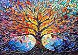 PICKFORU Stained Glass Puzzle Tree of Life Puzzles for Adults 1000 Pieces, Impossible Hard Difficult Challenging Puzzles for Adults, Colorful Mosaic Tree of Life Jigsaw Puzzle 1000 Pieces