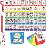 50PCS Autism Behaviour Communication Cards for Speech Delay Children and Adults Special Needs Visual Aid Language Learning Cue Cards Special Ed Feelings Emotions Flash Cards for Autism Communication