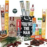Jerky Sticks for Men – Curated High Protein Snack Assortment – Beef & Turkey Jerky Variety Pack – Exotic Meat Gift Set – Alternative Gift Basket for Men & Women