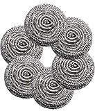 Docduet 6Pcs Steel Wool Scrubbers - Flexible Scrubber Pads for Cleaning Dishes, Pots, Pans, Grills and Sinks