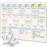 QUOKKA Magnetic Weekly Planner for Kids - Gift Reward Chore Chart Calendar - Dry and Erase to-Do List for Boys and Girls - Use 78 Magnets, Markers, Stickers - from Toddlers to Teens