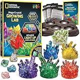 NATIONAL GEOGRAPHIC Mega Crystal Growing Kit - Grow 6 Crystals with Light-Up Stand, Science Gifts for Kids 8-12