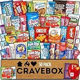 CRAVEBOX Snack Box (50 Count) Christmas Variety Pack Gift Care Package Basket Adult Kid Guy Girl Women Men Birthday College Student Office Back to School