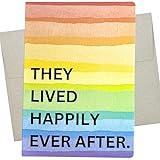 LGBTQ+ Wedding Card (1 Premium Card, 5X7 Inch, Blank Inside) Rainbow Gay and Lesbian Wedding and Engagement Card for Him, Her, They - 1131