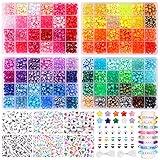 QUEFE 3250pcs Pony Beads Set, Friendship Bracelet Kit, Bracelet Making Kit, 96 Colors 2400pcs Rainbow Kandi Beads, 800pcs Letter and Heart Beads with Elastic Threads for Jewelry Necklace Making