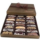 Barnetts Fathers Day Chocolate 24 Biscotti Gift Baskets, Gourmet Cookie Gifts Box for Him and Her Food Basket Delivery, Candy Ideas for Dad, Husband, Brother, Son, Father, Grandfather, Boyfriend, Wife, Mother Grandmother