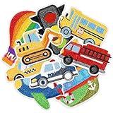 Kirako 9Pcs Car Iron on Patches Cartoon Transportation Engineering Vehicle Traffic Light Sew on Repair Embroidered Applique DIY Craft Accessories Gifts for Toddlers Kids Boys Clothing Backpack Hat