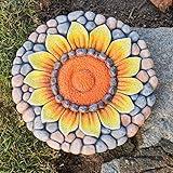 Sunflower Stepping Stones Outdoor Garden - Pavers for Outside Walkway Garden Stones Garden Stepping Stones Outdoor Decorative Stone for Garden 9.5 * 9.5 * 0.7 Inch LC Lcdecohome