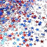 Red Blue White Twinkle Stars Table Confetti 4th of July Independence National Day American Theme Presidents Birthday Patriotic Party Foil Sequins Sprinkles Confetti Decorations, 60g