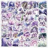 Yoksas Purple Fantasy Fairy Tale Stickers - 50 Pcs Waterproof Kawaii Purple Garden Fairyland Aesthetic Decals for Scrapbook,Journals,Water Bottle,Laptop,Planner